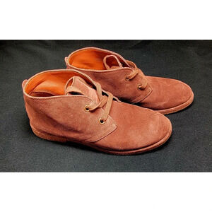 Lucky Brand Emilia Taupe Suede Chukka Ankle Booties Women’s Size 8 Lace-Up EUC